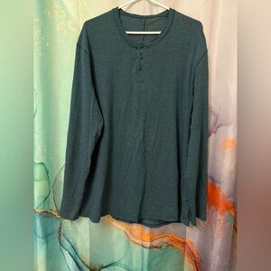 lululemon athletica Live In Practice Henley Green T-Shirt Long Sleeve Men's